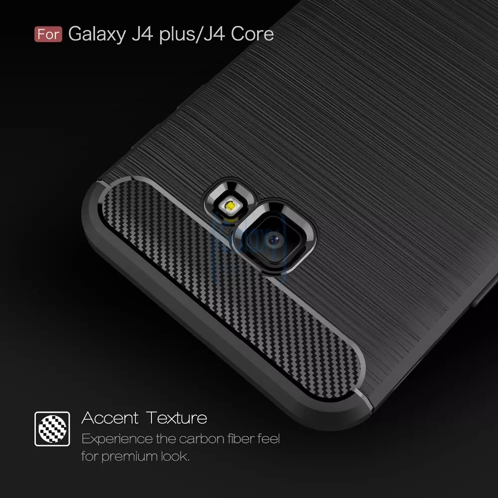 Чехол бампер Ipaky Carbon Fiber для Samsung Galaxy J4 Plus Black (Черный)