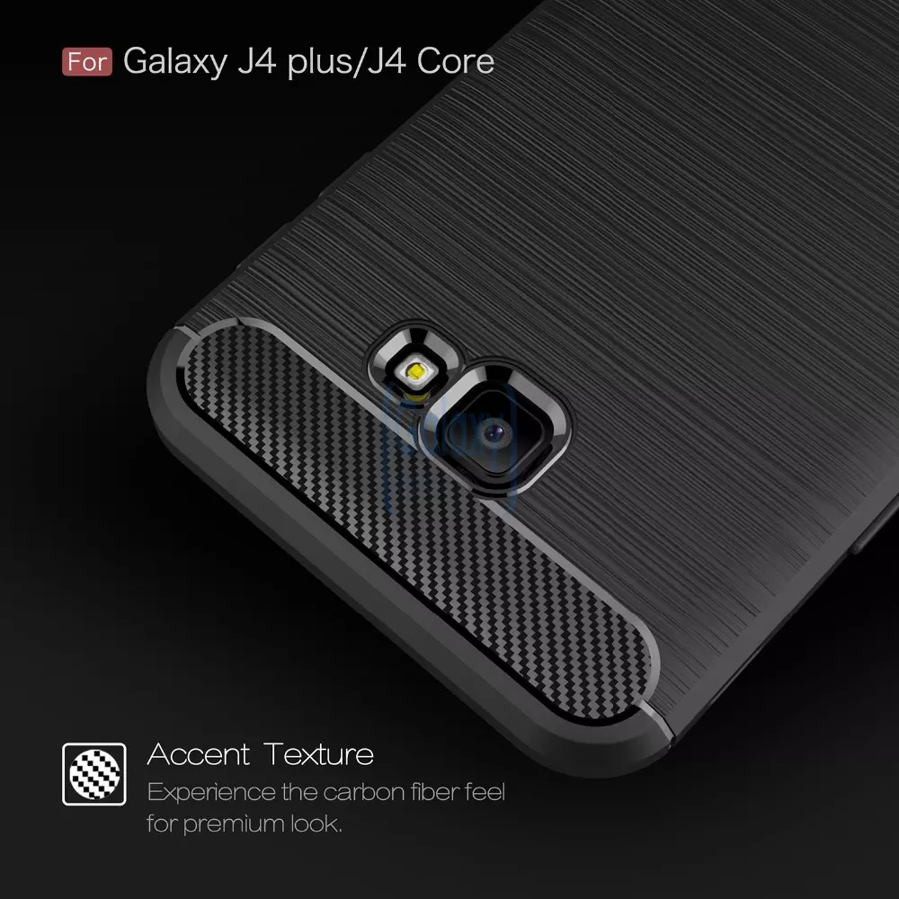 Чехол бампер Ipaky Carbon Fiber для Samsung Galaxy J4 Plus Blue (Синий)