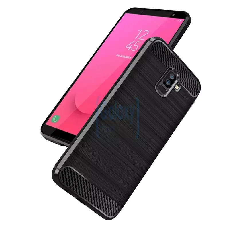 Чехол бампер Ipaky Carbon Fiber для Samsung Galaxy J6 Prime Black (Черный)