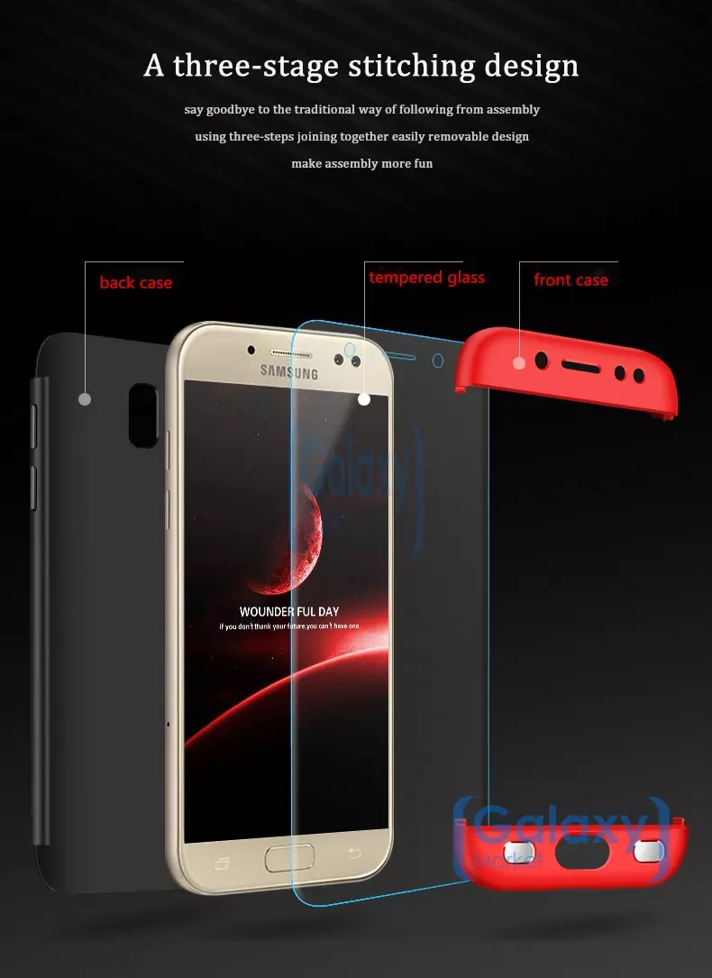 Чехол бампер GKK Dual Armor Case для Samsung Galaxy J3 2017 Black\Blue (Черный/Синий)