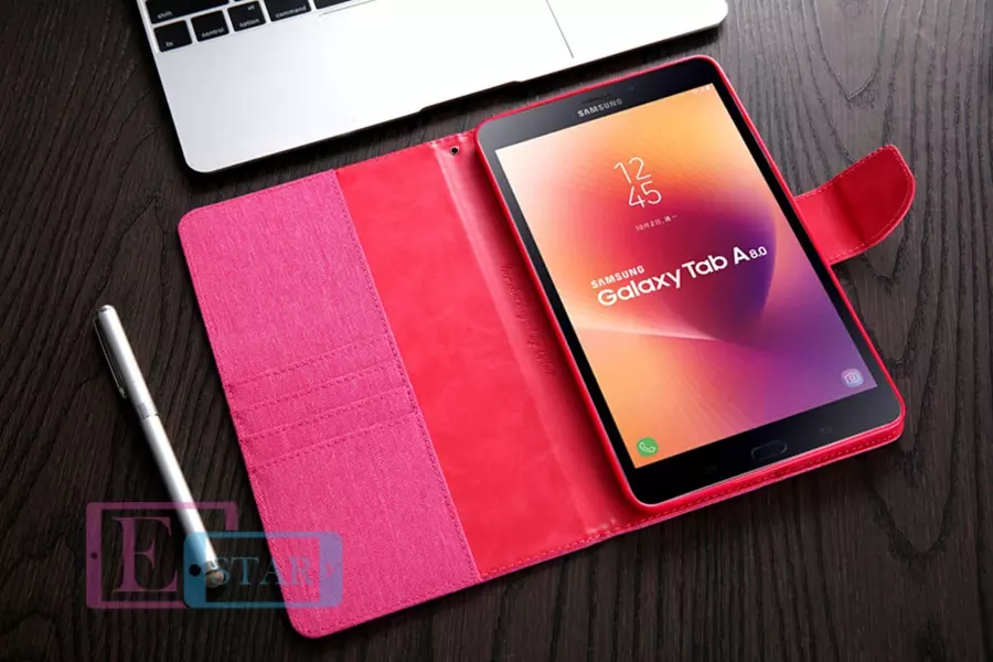 Чехол книжка для Samsung Galaxy Tab A 8.0 SM-T380 T385 CMAR Flip Outer Fabric Cotton Business Case Розовый