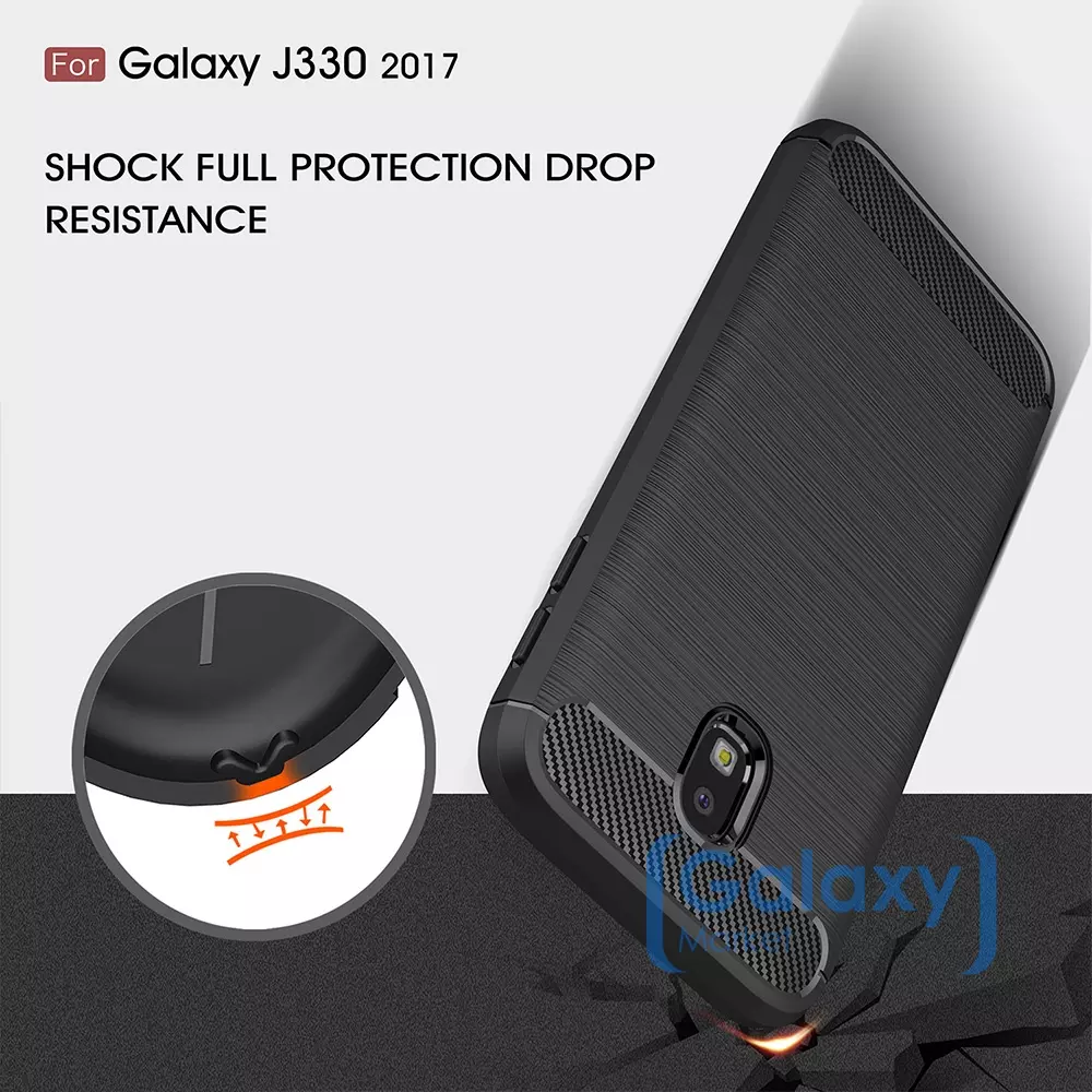 Чехол бампер Ipaky Carbon Fiber для Samsung Galaxy J3 2017 Black (Черный)