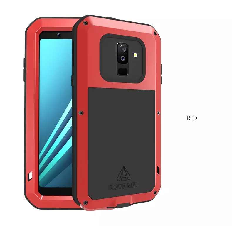Противоударный металлический Чехол бампер Love Mei Powerful для Samsung Galaxy A6 2018 Red (Красный)